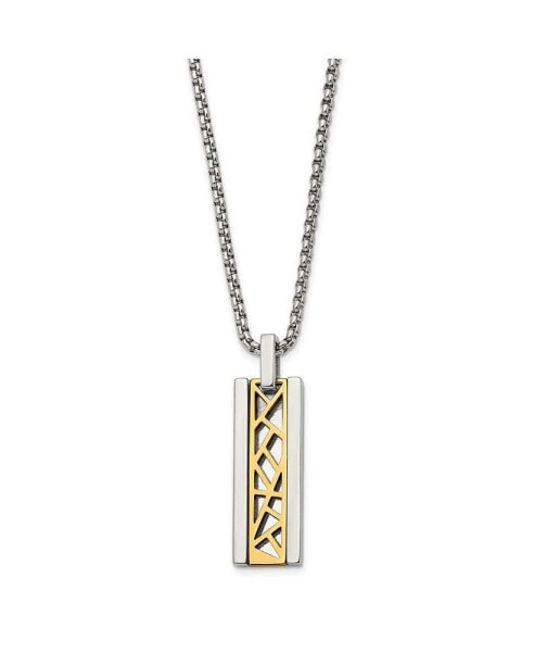 Chisel yellow IP-plated Center Rectangle Pendant Box Chain Necklace