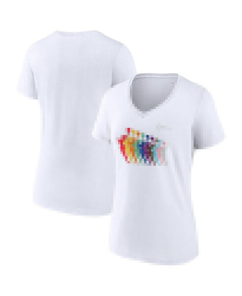 Women's White WNBA Logowoman Pride V-Neck T-shirt