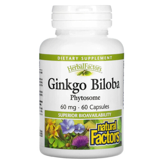 Травяные капсулы Natural Factors Гинкго Билоба 60 мг, 60 шт