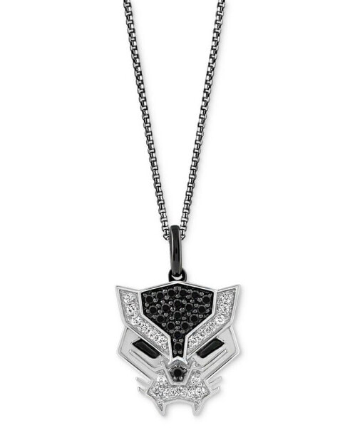 Black Spinel (1/4 ct. t.w.) & Diamond (1/8 ct. t.w.) Black Panther 18" Pendant Necklace in Sterling Silver