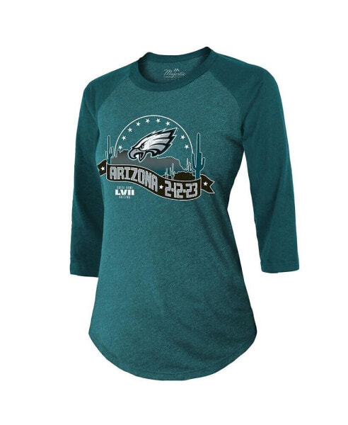 Lids Philadelphia Eagles Majestic Threads Women's Super Bowl LVII Desert  Tri-Blend Raglan 3/4 Sleeve T-Shirt - Midnight Green