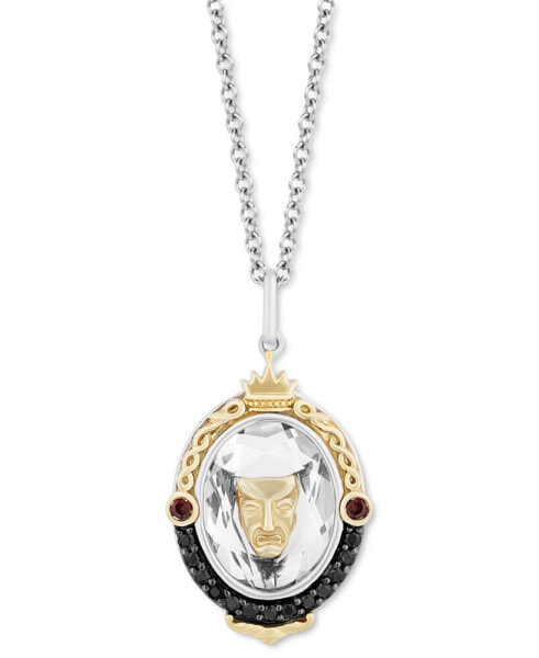 Enchanted Disney Fine Jewelry multi-Gemstone (5-3/4 ct. t.w.) & Black Diamond (1/6 ct. t.w.) Evil Queen Mirror Pendant Necklace in Sterling Silver & 14k Gold