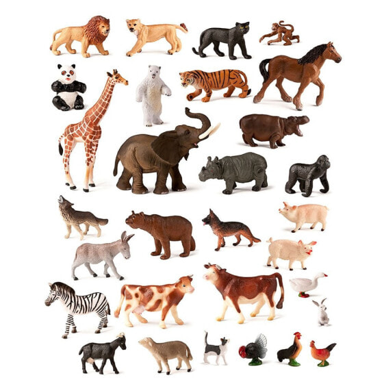 Фигурки Miniland Figures Of Animals Farm-Savages 30 Units (Фигуры Животных Фермы-Дикие 30 штук)