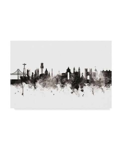 Холстовая картина Лиссабон Португалия Skyline Черно-белая от Trademark Global - 20" x 25"