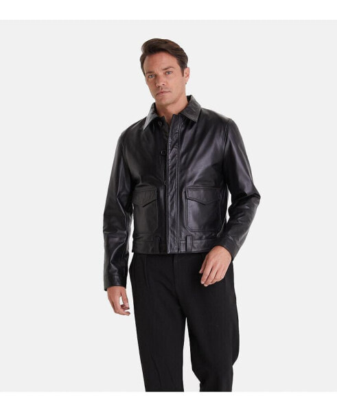 Куртка мужская Furniq UK, натуральная кожа, черная