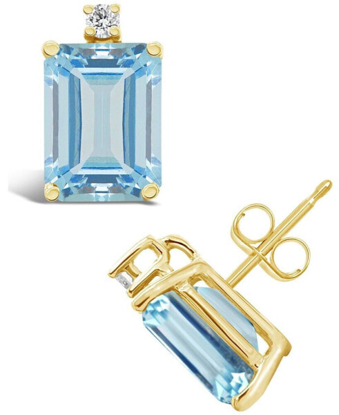 Серьги Macy's Aquamarine and Diamond Stud