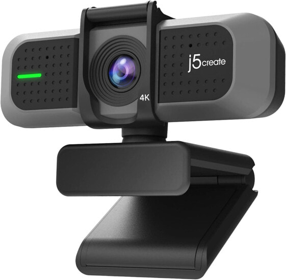 j5create 4K Wide Angle Webcam with Microphone/Privacy Screen for Video Conferencing, Streaming, Recording and Online Teaching, Supports Zoom, Skype, Teams, OBS and More (JVU430)