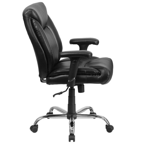 Hercules Series Big & Tall 400 Lb. Rated Black Leather Swivel Task Chair With Adjustable Arms