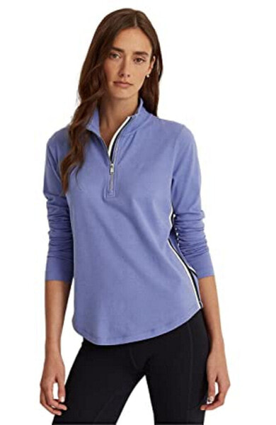 Lauren Ralph Lauren Women Jersey 1/4 Zip Pullover Top Blue Size M