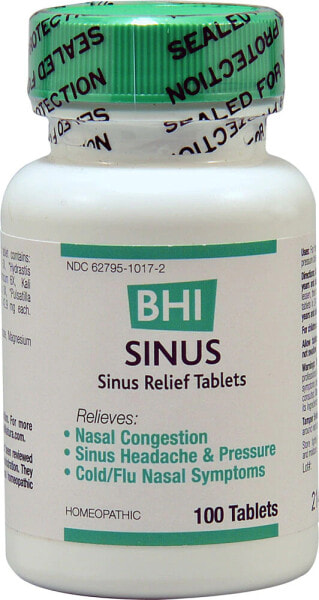 MediNatura BHI Sinus Homeopathic Medication Гомеопатическое средство от назальных симптомов простуды/гриппа 100 таблеток