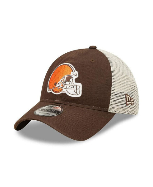 Men's Brown, Natural Cleveland Browns Loyal 9TWENTY Trucker Snapback Hat