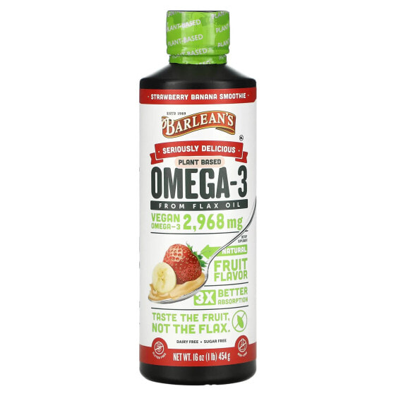 Seriously Delicious, Omega-3 from Flax Oil, Strawberry Banana Smoothie, 2,968 mg, 16 oz (454 g)