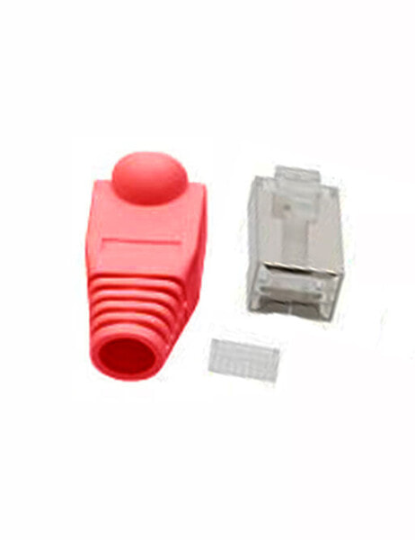 InLine Crimp Connector RJ45 8P8C shielded w. threader+bend protection - red