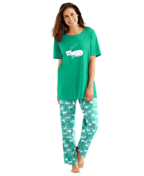 Plus Size Graphic Tee PJ Set