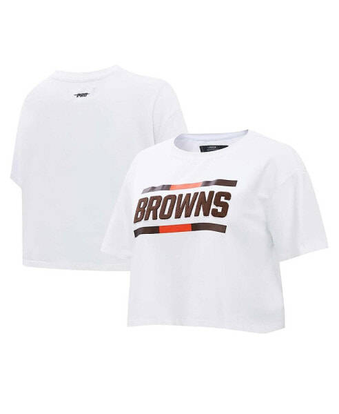 Women's White Cleveland Browns New Helmet Capsule Cropped T-shirt