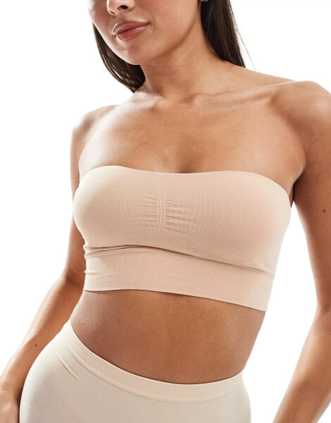 Lindex seamless bandeau soft bra with removable padding in beige