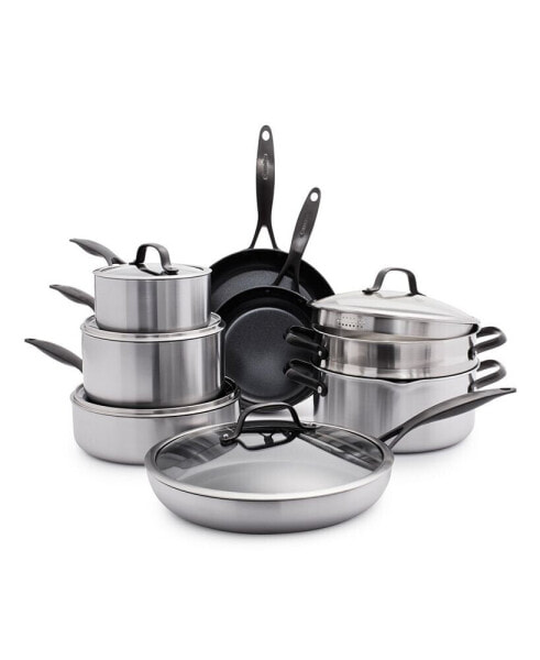 Venice Pro Noir Tri-Ply Stainless Steel Ceramic Nonstick 13-Piece Cookware Set