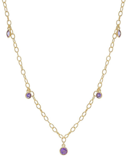 Macy's amethyst Bezel Dangle Collar Necklace (3/4 ct. t.w.) in 14k Gold-Plated Silver, 16" + 2" extender