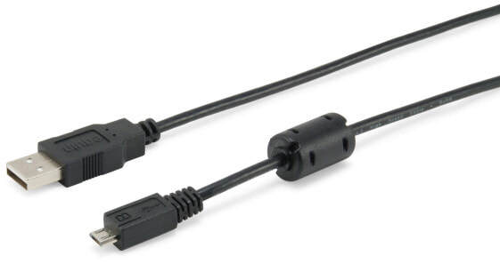 Equip USB 2.0 Type A to Micro-B Cable - 1.8m - Black - 1.8 m - USB A - Micro-USB B - USB 2.0 - Male/Male - Black