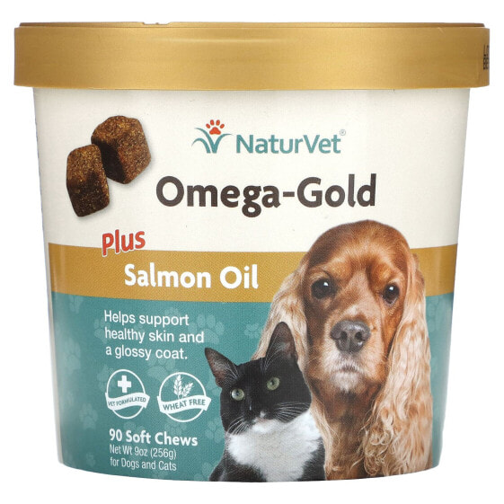 Витамины и добавки NaturVet Omega-Gold для Собак и Кошек, 180 мягких жевательных конфет, 513 г