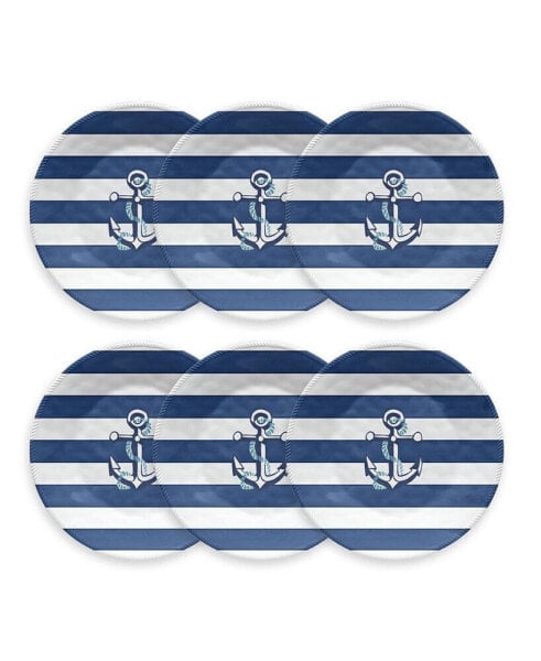 Melamine Nautical Anchor Dinner Plates, Set of 6