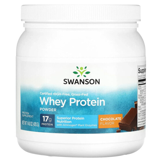 Certified rBGH-Free, Grass-Fed Whey Protein Powder, Chocolate, 14.8 oz (420 g)