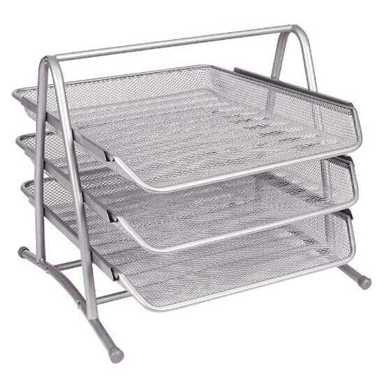 Q-CONNECT Tray with rotating support 3 chrome metal trays
