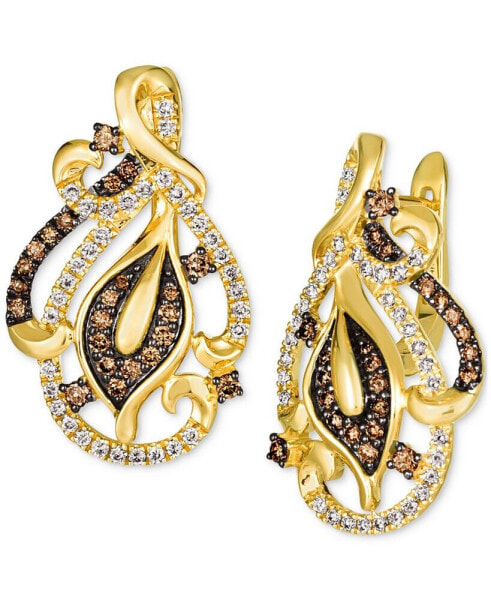 Nude Diamond & Chocolate Diamond Openwork Filigree Drop Earrings (1-1/8 ct. t.w.) in 14k Gold