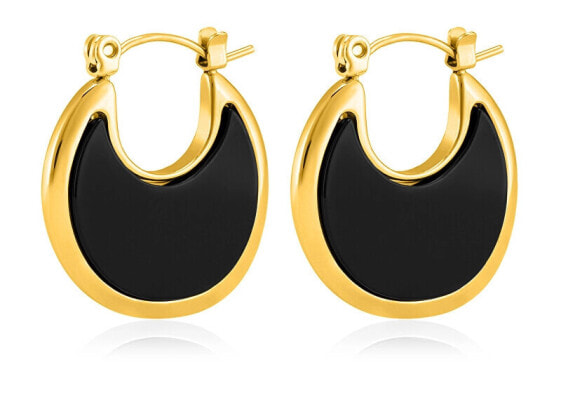 Fashion gold plated earrings with onyx VAAJDE201446G-BK