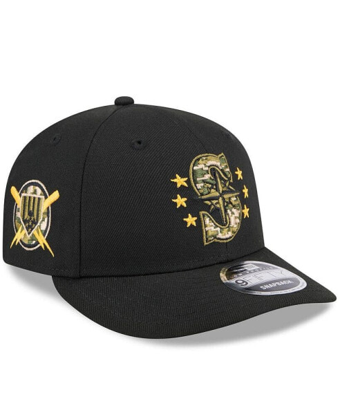 Men's Black Seattle Mariners 2024 Armed Forces Day Low Profile 9FIFTY Snapback Hat