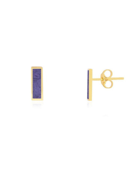 Amethyst Bar Stud Earrings 14K Gold