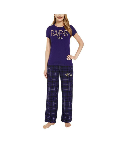 Women's Purple, Black Baltimore Ravens Arctic T-shirt and Flannel Pants Sleep Set