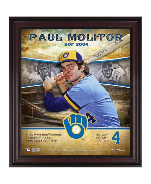 Paul Molitor Milwaukee Brewers Framed 15" x 17" Hall of Fame Career Profile
