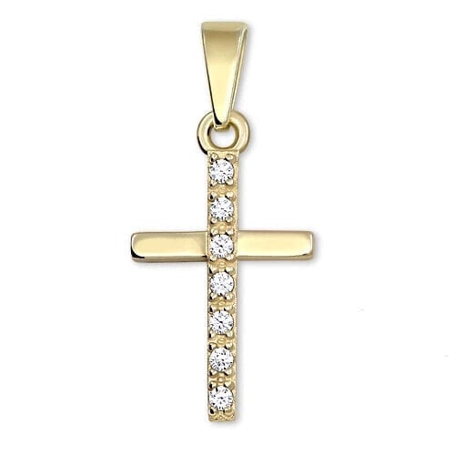 Кулон крестик Brilio с желтым золотом и кристаллами 249 001 00565