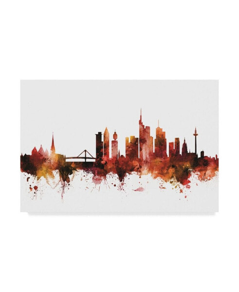 Michael Tompsett Frankfurt Germany Skyline Red Canvas Art - 37" x 49"