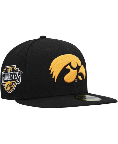 Men's Black Iowa Hawkeyes Patch 59FIFTY Fitted Hat
