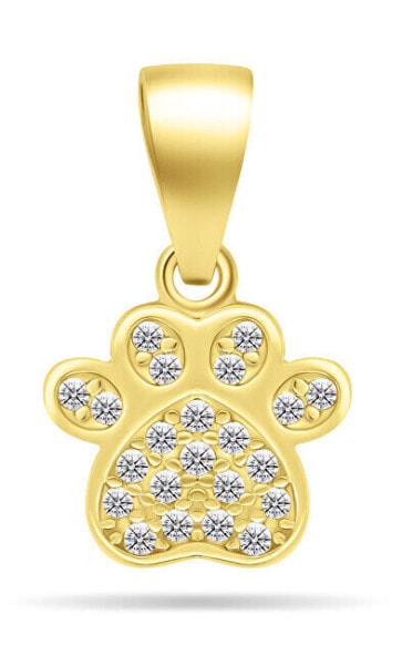 Charming gold-plated pendant with zircons Paw PT85Y
