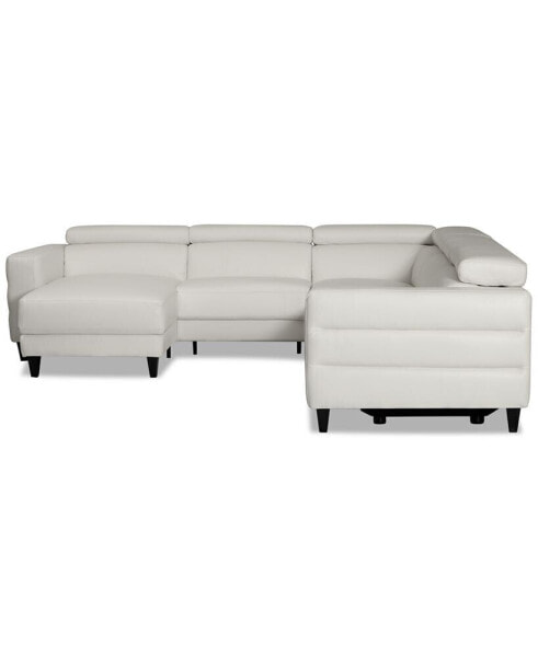 Silvanah 5-Pc. Leather Sectional with Storage Chaise and 2 Power Recliners, Created for Macy's