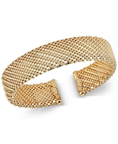 Mesh-Look Wide Bangle Bracelet in 14k Gold-Plated Sterling Silver