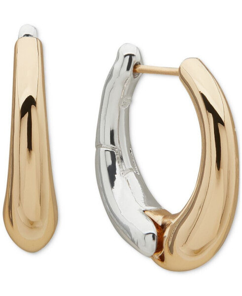Two-Tone Sculptural Huggie Hoop Earrings