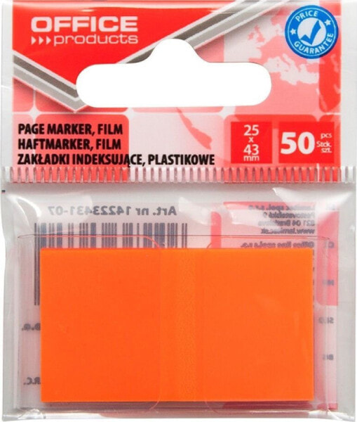 Канцелярский набор Office Products, Zakładki indeksujące, PP, 25x43мм, 1x50 карт., помаранчевые
