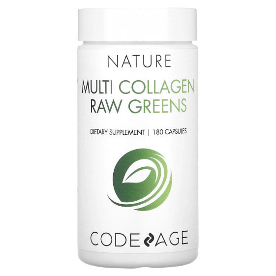 Codeage, Nature, необработанная зелень с несколькими коллагенами, 180 капсул