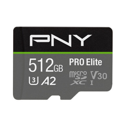 PNY PRO Elite microSDXC 512GB - 512 GB - MicroSDXC - Class 10 - 100 MB/s - 90 MB/s - Class 3 (U3)