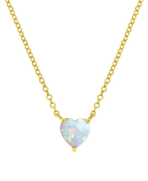 Lab-Grown Opal Solitaire Heart 18" Pendant Necklace (5/8 ct. t.w.)