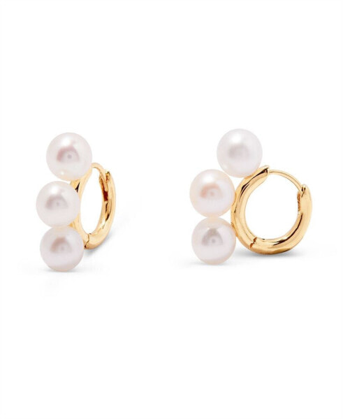 Victoria "14k Gold" Vermeil Imitation Pearl Huggies