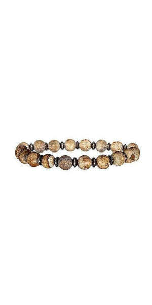 Gemstone Beads with Alternating Accent Spacers Pull Cord Bracelet