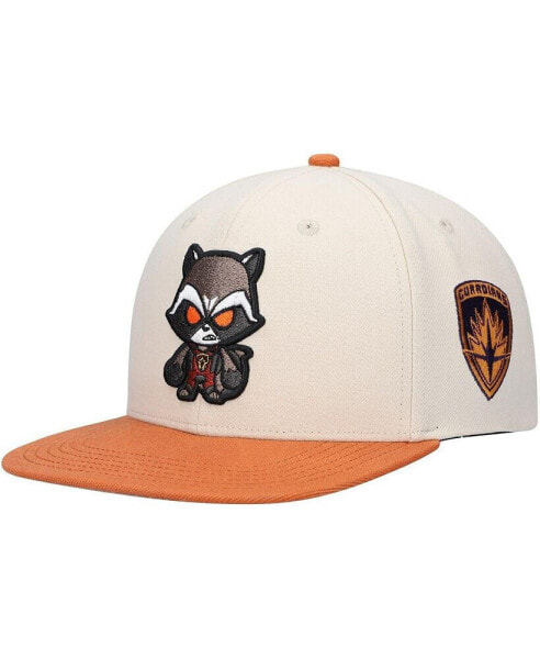 Big Boys and Girls Cream Guardians of the Galaxy Rocket Raccoon Character Snapback Hat