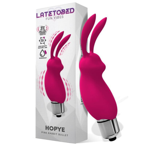 Виброяйцо LATETOBED Hopye с вибрацией и ушками кролика, силиконовое, розовое