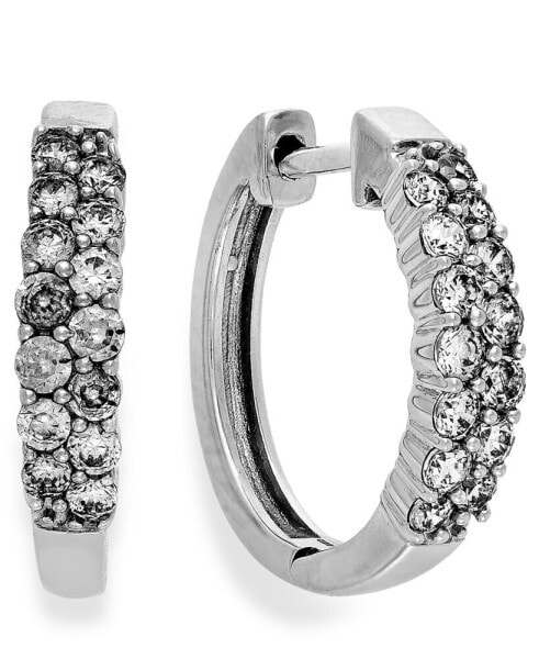 Diamond Two-Row Hoop Earrings in 14k White Gold (1/2 ct. t.w.)