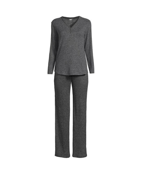 Women's Cozy 2 Piece Pajama Set - Long Sleeve Top and Pants